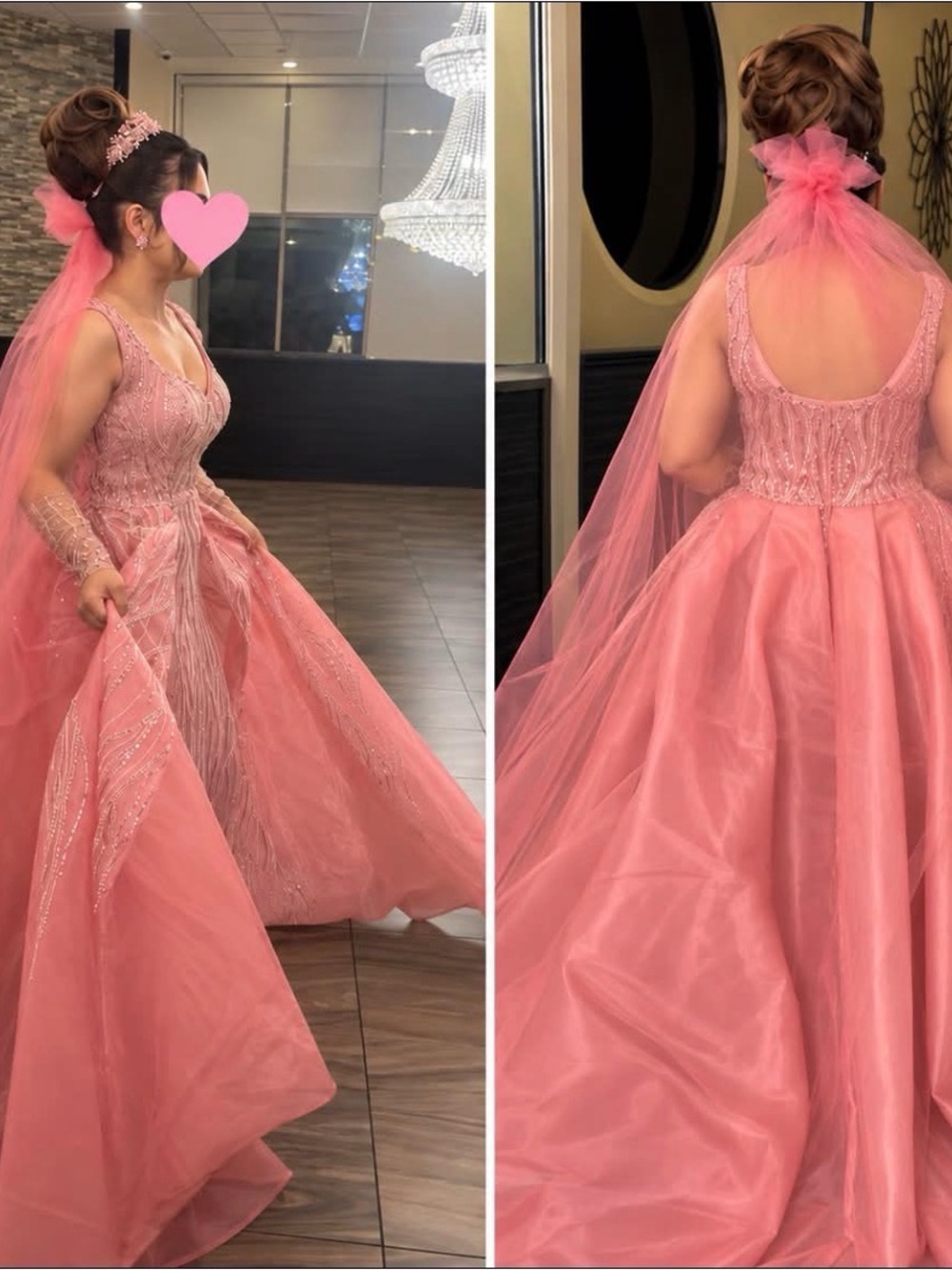 Radiant Pink Beaded Ball Gown Prom Dress